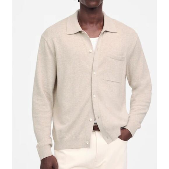 Madewell Button-Up Sweater Polo in Lightweight Cotton-Linen Blend Size M NWT - Picture 1 of 8